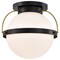 Nuvo Lakeshore 1-Light Large Flush Matte Black & Natural Brass White Opal Glass 60/7772 - alternate 6